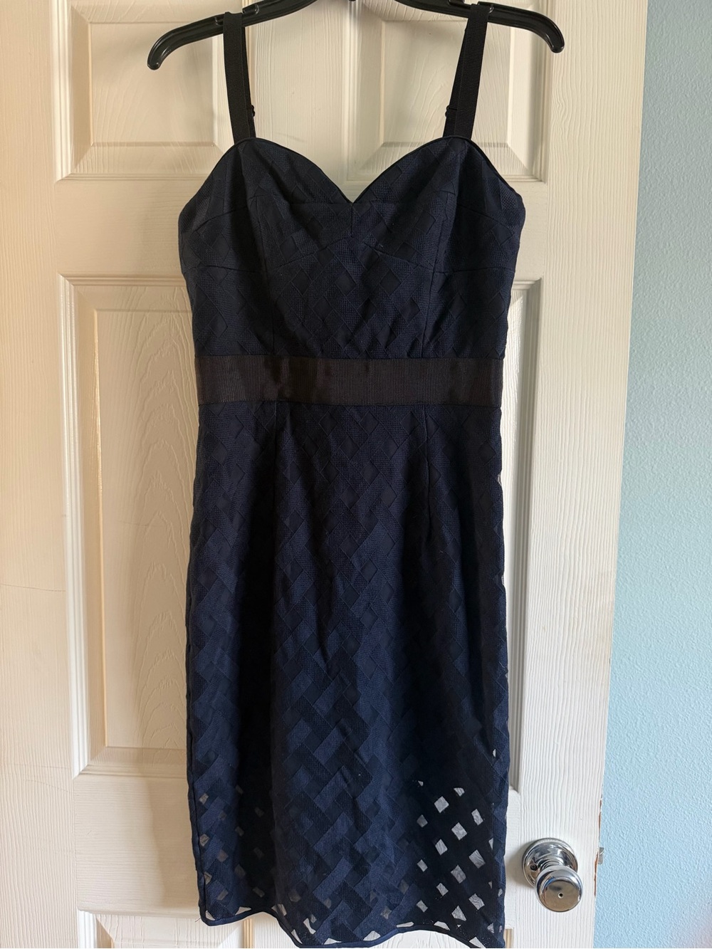 Milly Women's Midnight Navy bustier Dress with gross grain waistband-sz8